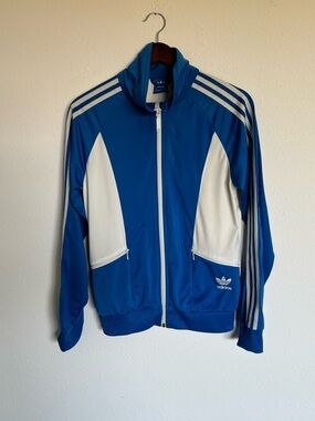 adidas Sandra 1977 Blue and White Performance Track Jacket Vintage